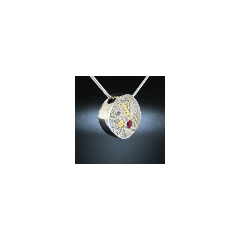 Keum-Boo Pendant with Ruby