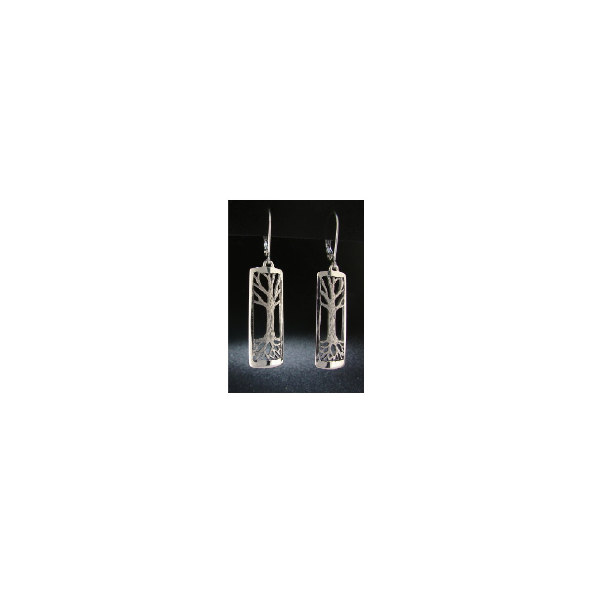Small Long Tree Earrings, Engraved