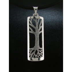Large Long Tree Pendant, Engraved