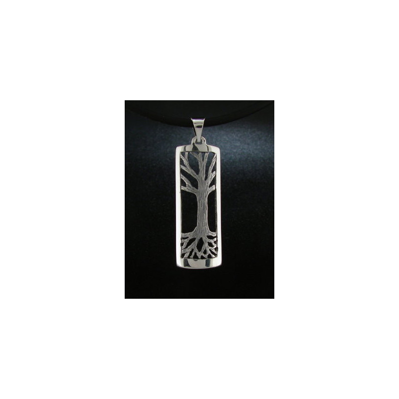 Large Long Tree Pendant, Engraved