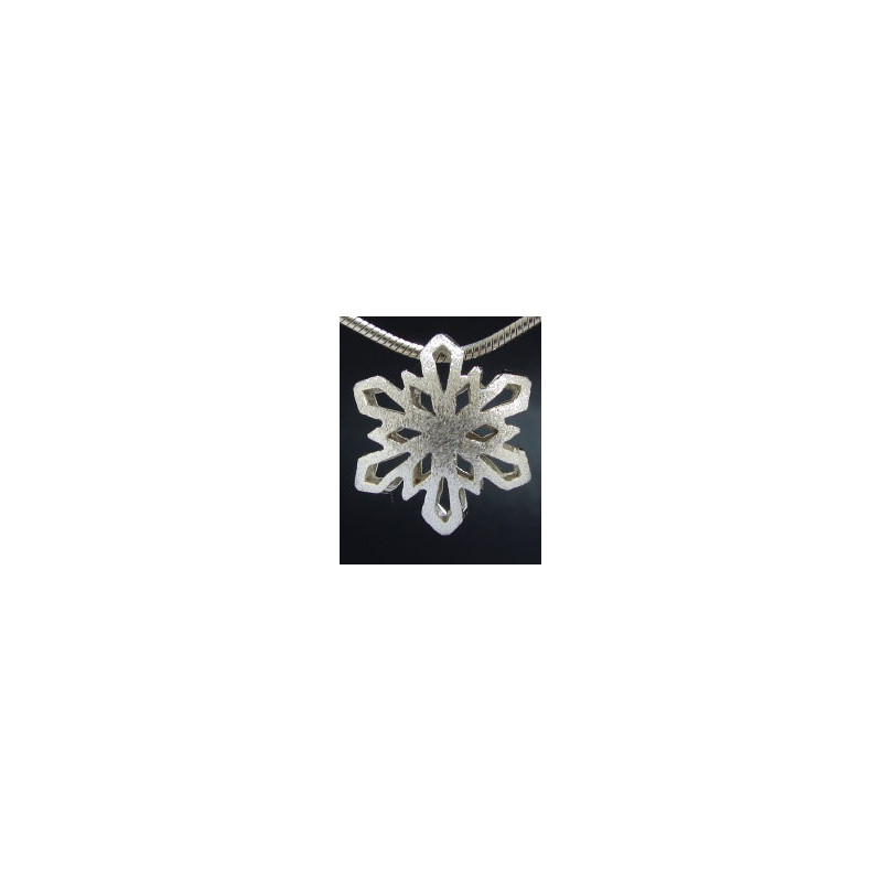 F114 - Small Puffed Snowflake Necklace