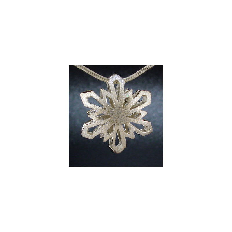 F114 - Medium Puffed Snowflake Necklace