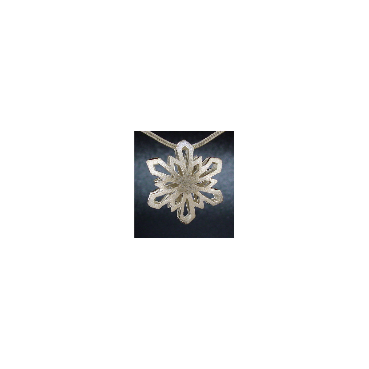 F114 - Medium Puffed Snowflake Necklace