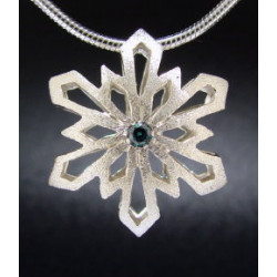 F114 - Medium Blue Diamond Snowflake Necklace