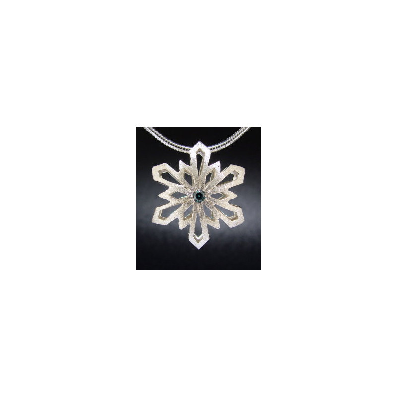 F114 - Medium Blue Diamond Snowflake Necklace