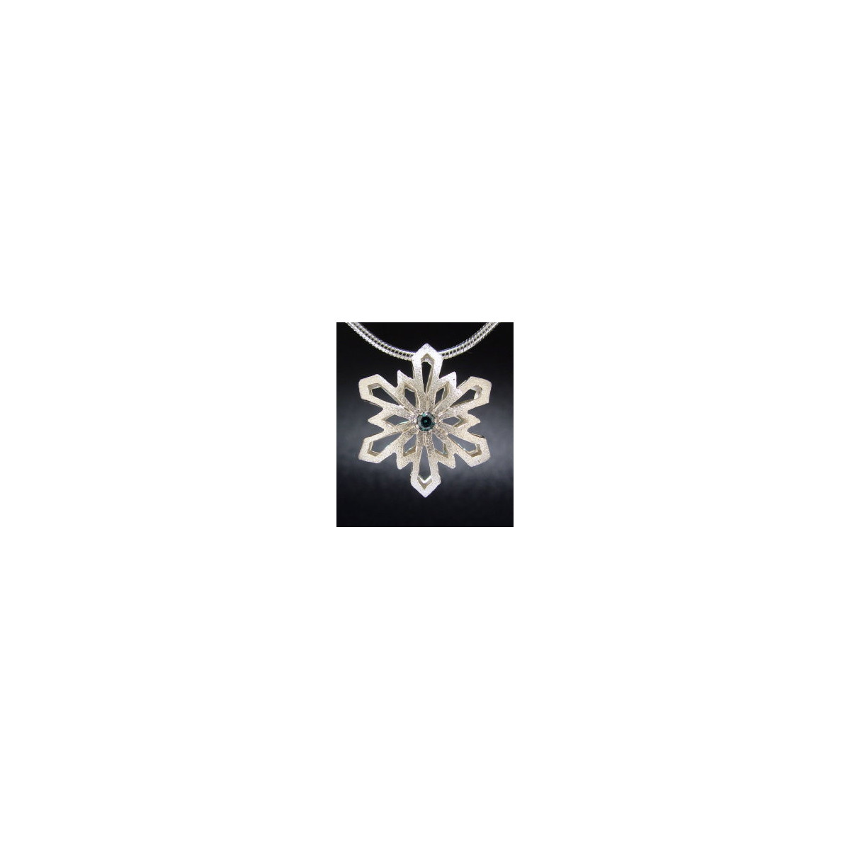 F114 - Medium Blue Diamond Snowflake Necklace