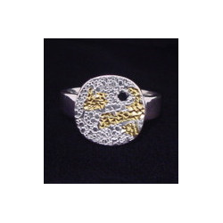 Silver and 24k Gold Ring with Black Diamond