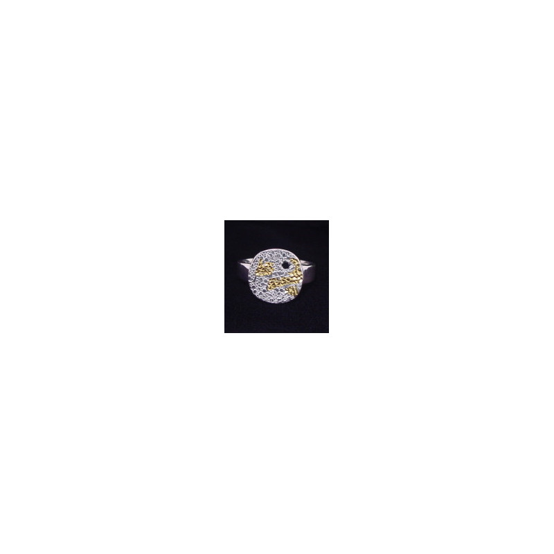 Silver and 24k Gold Ring with Black Diamond