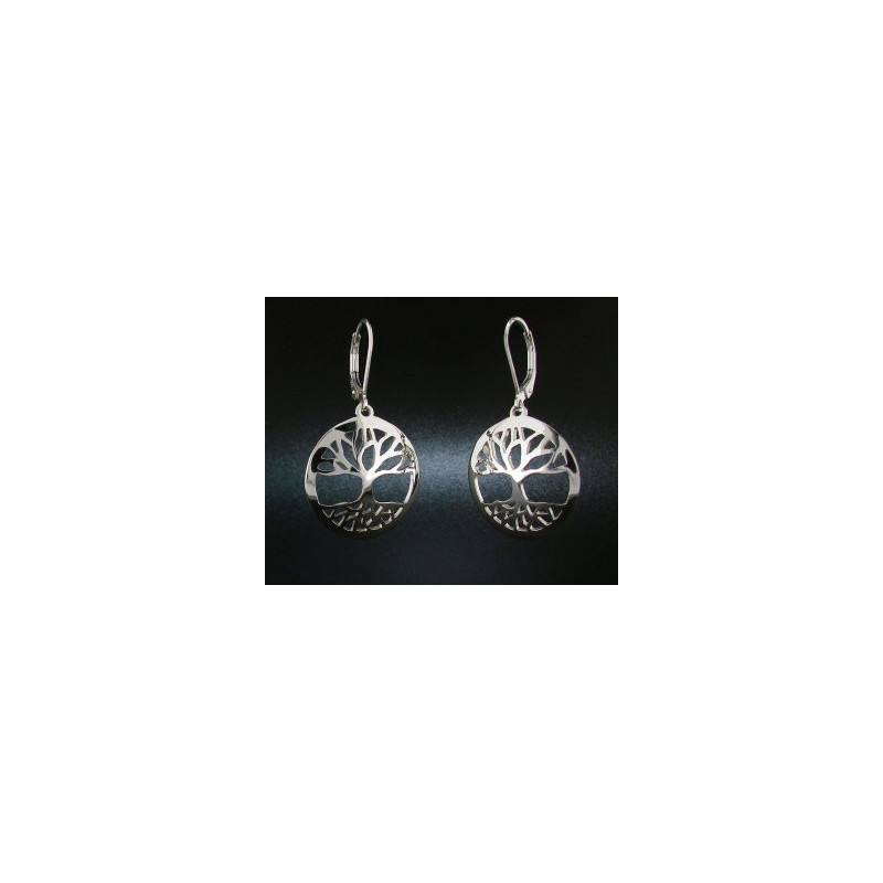 Small Round Domed Tree Earrings - polished