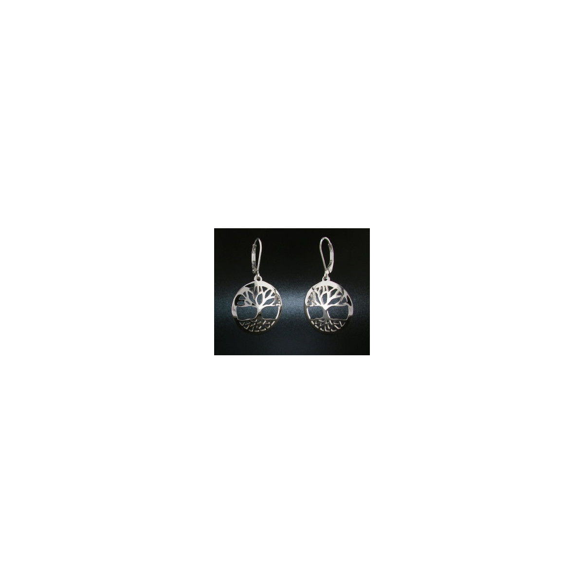 Small Round Domed Tree Earrings - polished