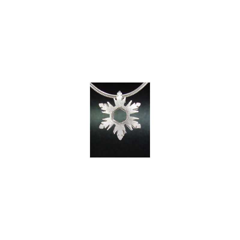 F135 - Small Puffed Snowflake Necklace