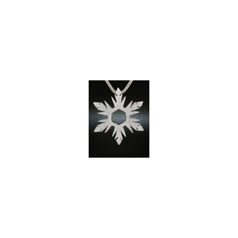 F135 - Large Puffed Snowflake Necklace