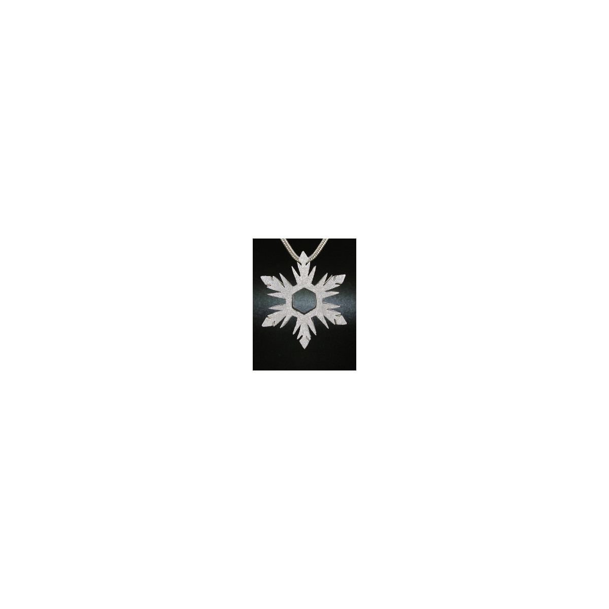F135 - Large Puffed Snowflake Necklace