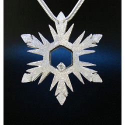 F135 - Large Puffed Diamond Snowflake Necklace