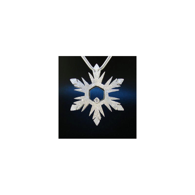 F135 - Large Puffed Diamond Snowflake Necklace