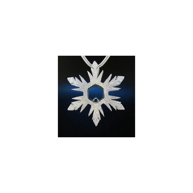F135 - Large Blue Diamond Snowflake Necklace
