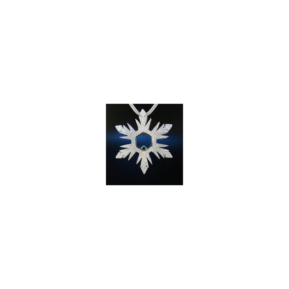 F135 - Large Blue Diamond Snowflake Necklace