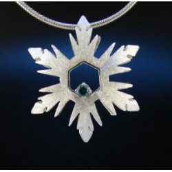 F135 - Medium Blue Diamond Snowflake Necklace