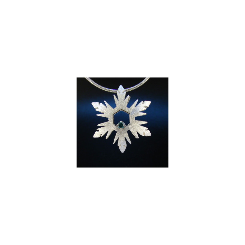 F135 - Medium Blue Diamond Snowflake Necklace