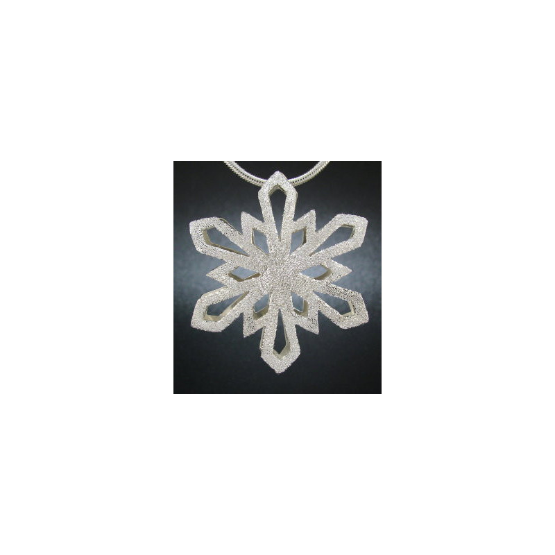 F114 - Large Puffed Snowflake Necklace