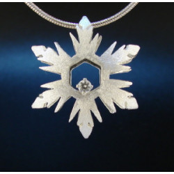 F135 - Medium Puffed Diamond Snowflake Necklace