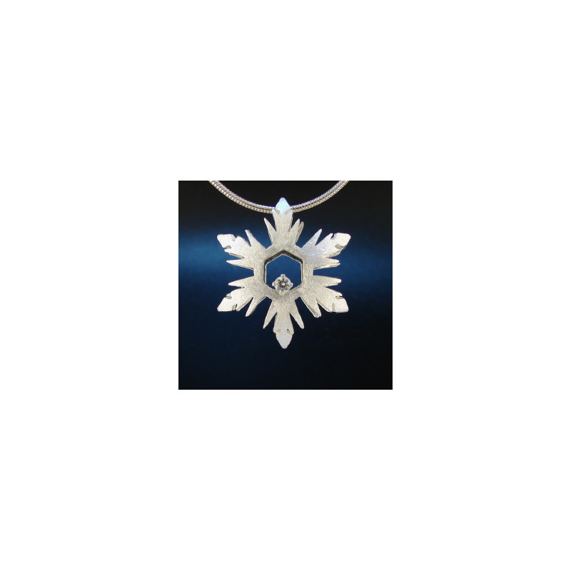 F135 - Medium Puffed Diamond Snowflake Necklace