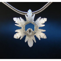 F135 - Small Puffed Diamond Snowflake Necklace