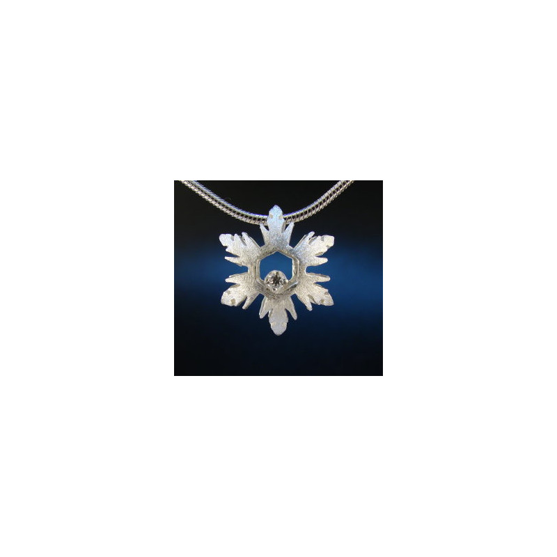 F135 - Small Puffed Diamond Snowflake Necklace