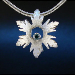 F135 - Small Blue Diamond Snowflake Necklace