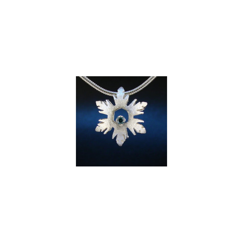 F135 - Small Blue Diamond Snowflake Necklace