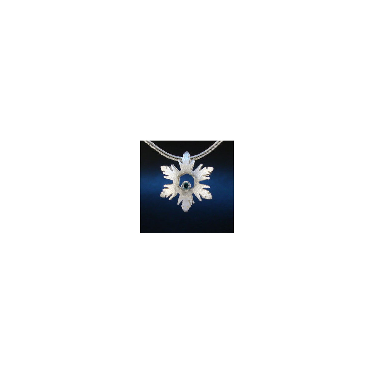 F135 - Small Blue Diamond Snowflake Necklace