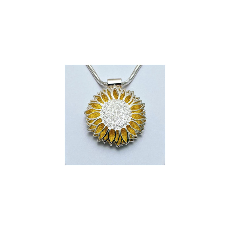 Silver and Gold Sunflower Necklace