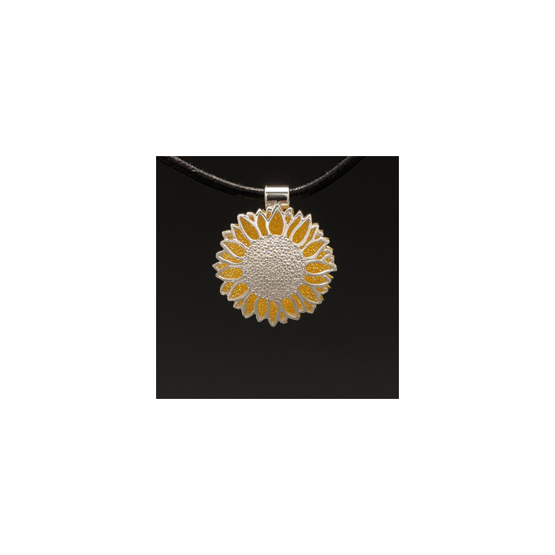 Silver and Gold Small Sunflower Necklace