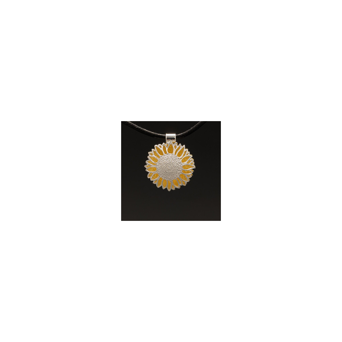 Silver and Gold Small Sunflower Necklace