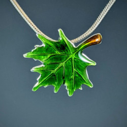 Medium Enameled Maple Leaf Necklace
