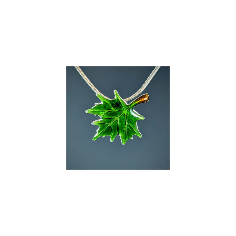 Medium Enameled Maple Leaf Necklace