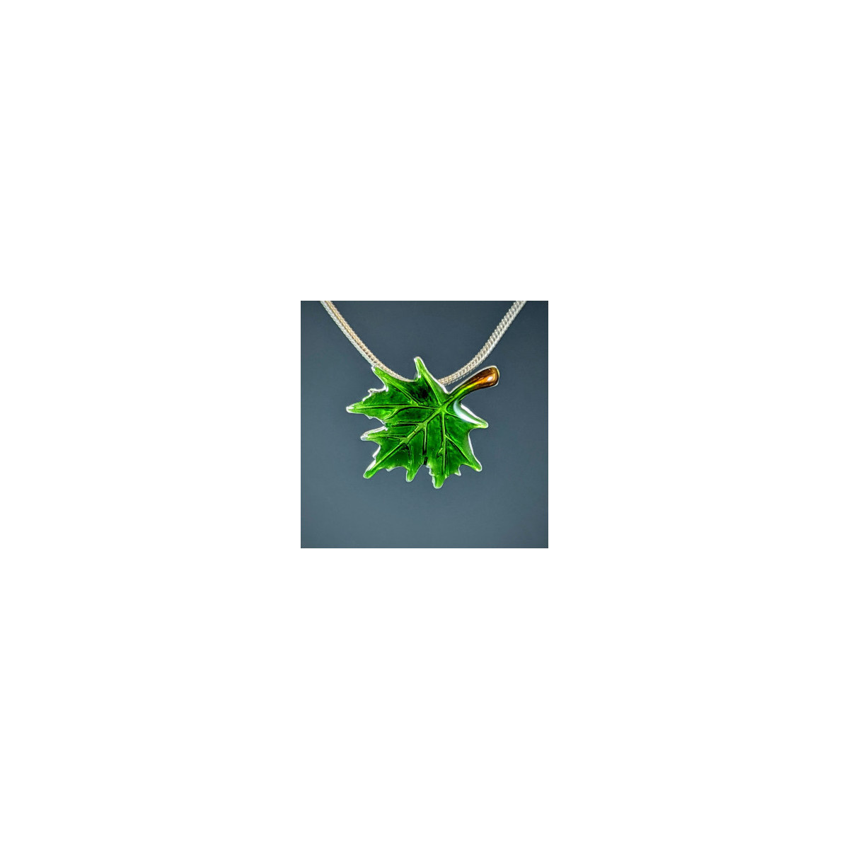 Medium Enameled Maple Leaf Necklace