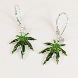 Enameled Cannabis Leaf Earrings
