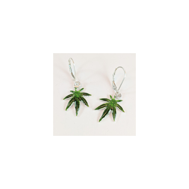 Enameled Cannabis Leaf Earrings