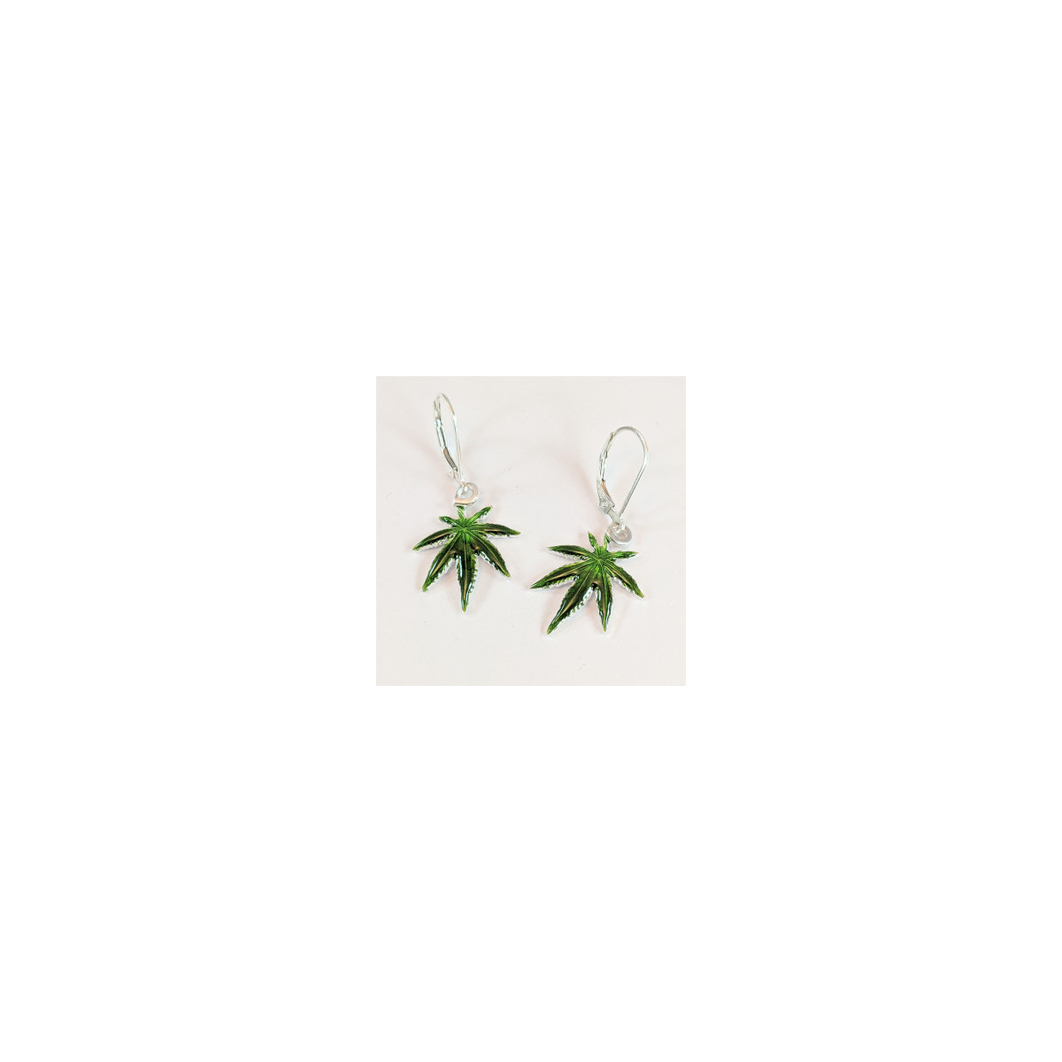 Enameled Cannabis Leaf Earrings