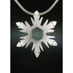 F135 - Medium Puffed Snowflake Necklace