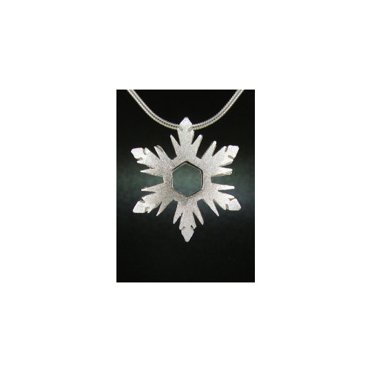 F135 - Medium Puffed Snowflake Necklace