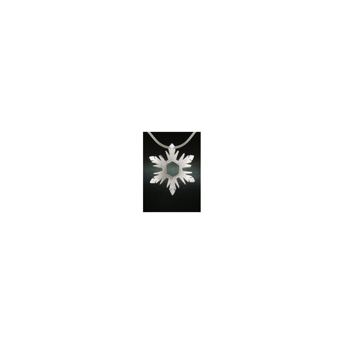 F135 - Medium Puffed Snowflake Necklace