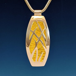 Large Puffed Reeds Pendant with 24k Gold - "Water"
