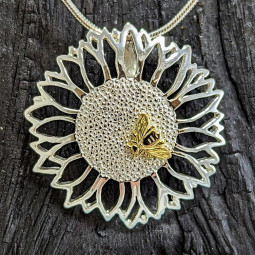 Sunflower and Bee Pendant