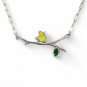 Enameled Bird on a Branch Necklace