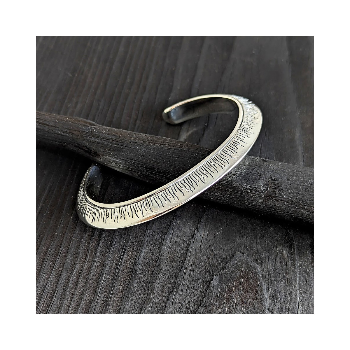 Engraved Silver cuff Bracelet