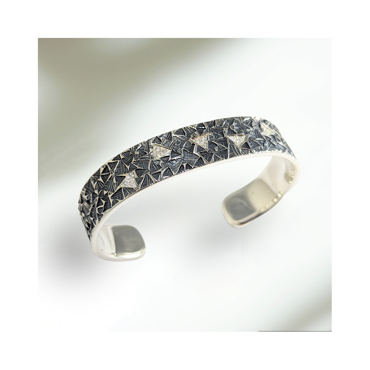 Silver and Diamond Cuff Bracelet