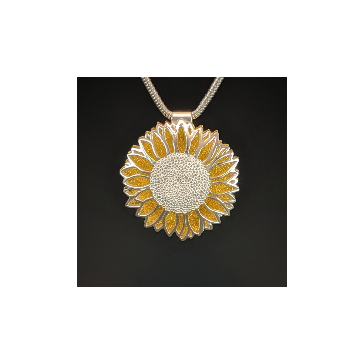 Silver and Gold Sunflower Necklace