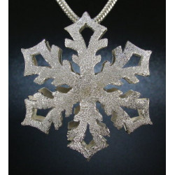 F130 - Large Puffed Snowflake Necklace